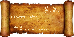 Hlavaty Máté névjegykártya